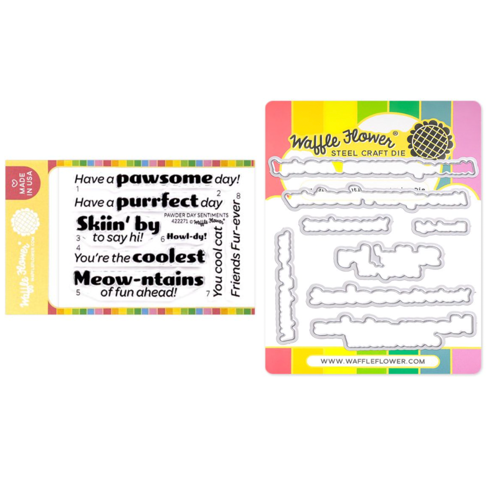 Waffle Flower Pawder Day Sentiments Clear Stamp and Die Set