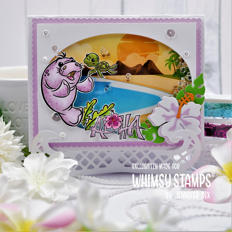 Whimsy Stamps Big Love Manatees Clear Stamps KHB200 Sunset