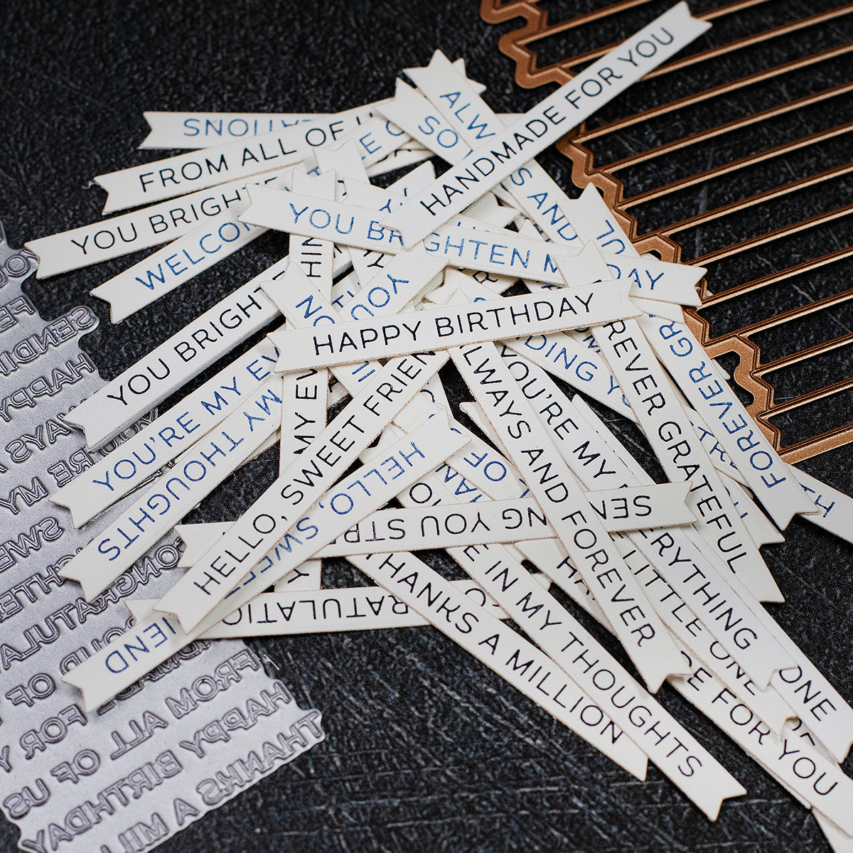 BP-025 Spellbinders BetterPress Always and Forever Sentiment Strips Press Plate and Die Set happy birthday | color-code:ALT02