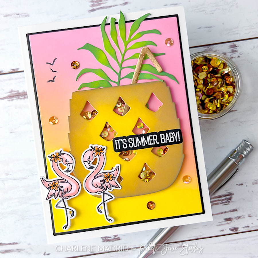 Picket Fence Studios Tropical Pineapple Shaker Dies pfsd-230 summer drink card