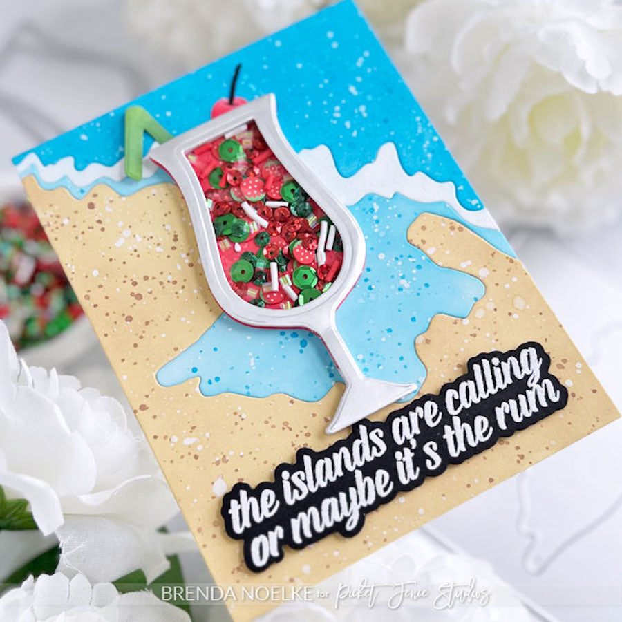 Picket Fence Studios Tropical Cocktail Shaker Dies pfsd-236 islands are calling drink card