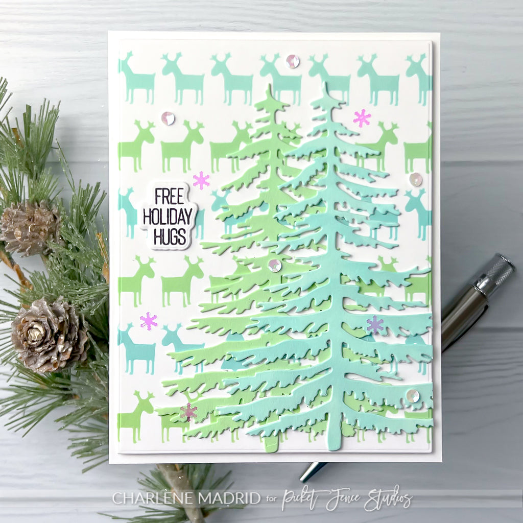 Picket Fence Studios A2 Giant Christmas Tree Die pfsd-379 free holiday hugs