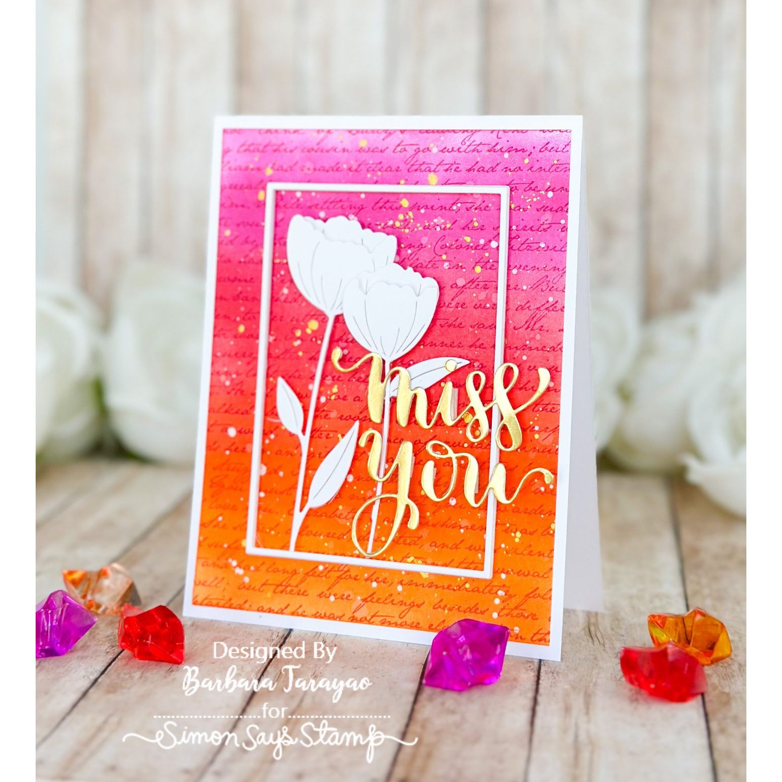 Tim Holtz Distress Ink Pad CARVED PUMPKIN Ranger TIM43201 Floral Miss You Card | color-code:ALT834