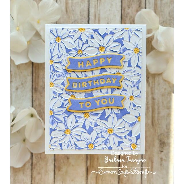 Simon Says Stamp Embossing Folder Poinsettia Field sf432 Sweet Wishes Birthday Card | color-code:ALT03
