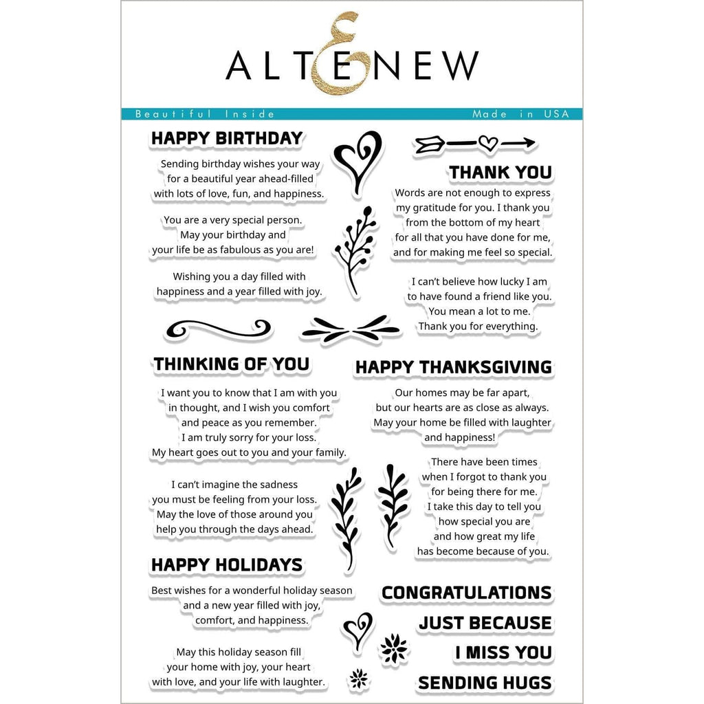 Altenew BEAUTIFUL INSIDE Clear Stamp Set ALT1760