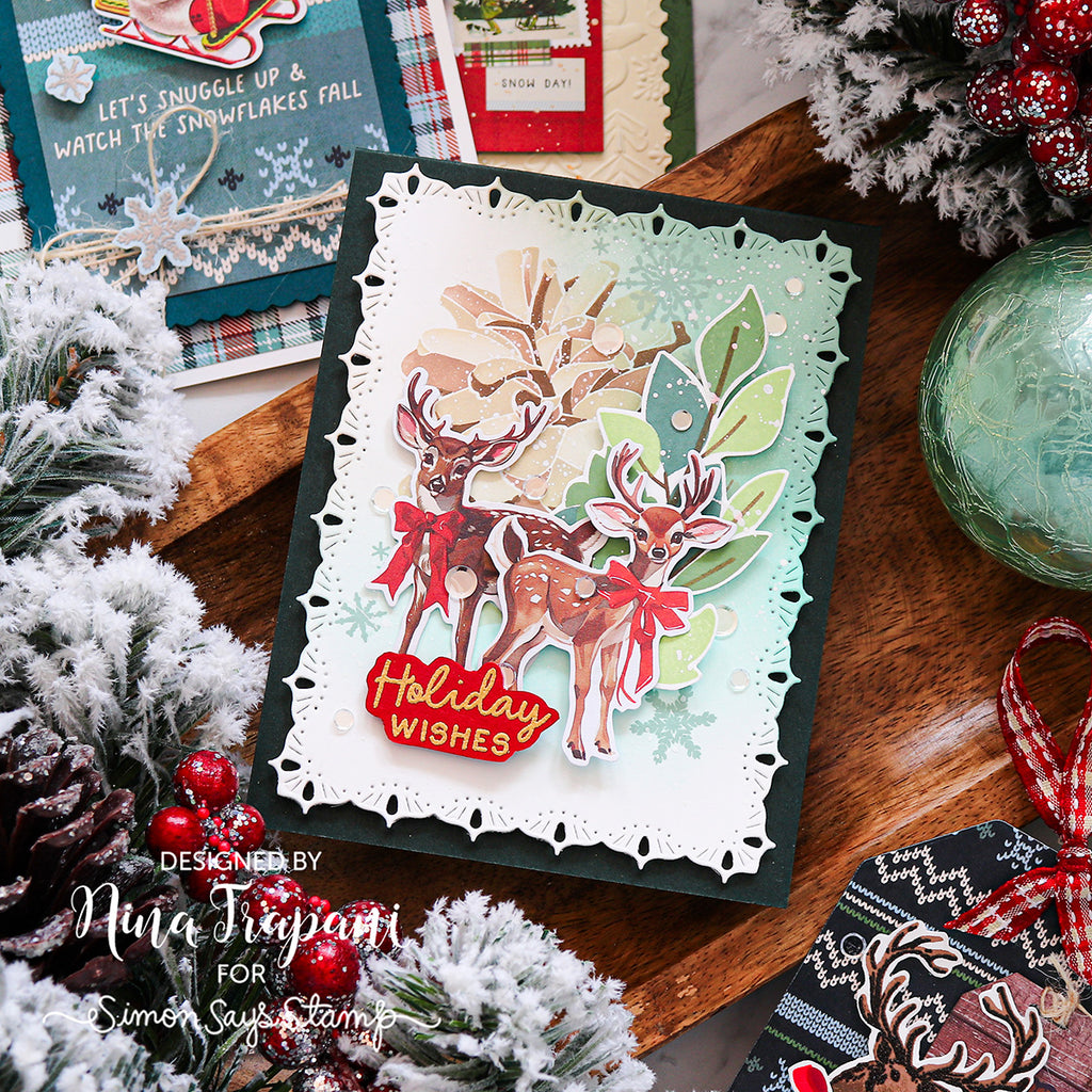 Simon Says Stamp Stencils Layering Pinecone 1107stc Holiday Card
