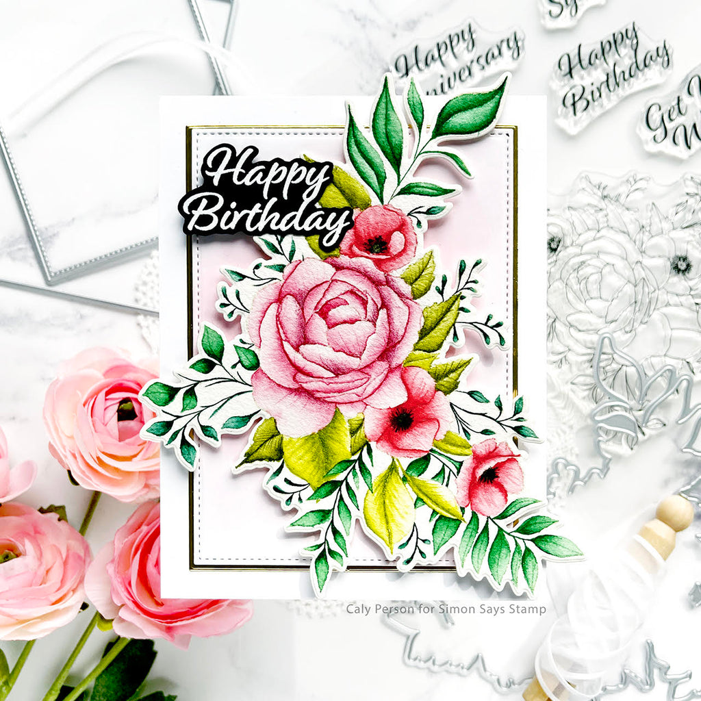 Gina K Designs Set Poppies and Peonies Clear Stamps and Dies Happy Birthday | color-code:ALT01