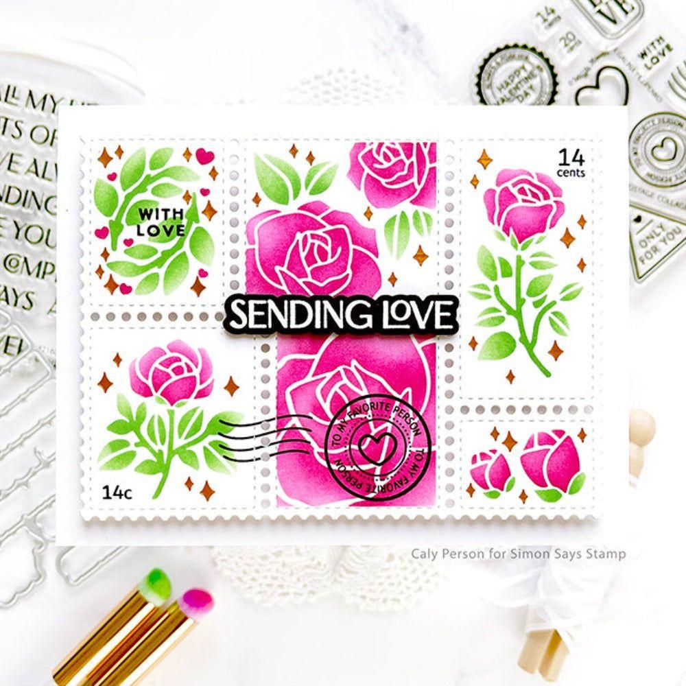 Waffle Flower Postage Collage Rose Stencils 421598 sending love | color-code:ALT01