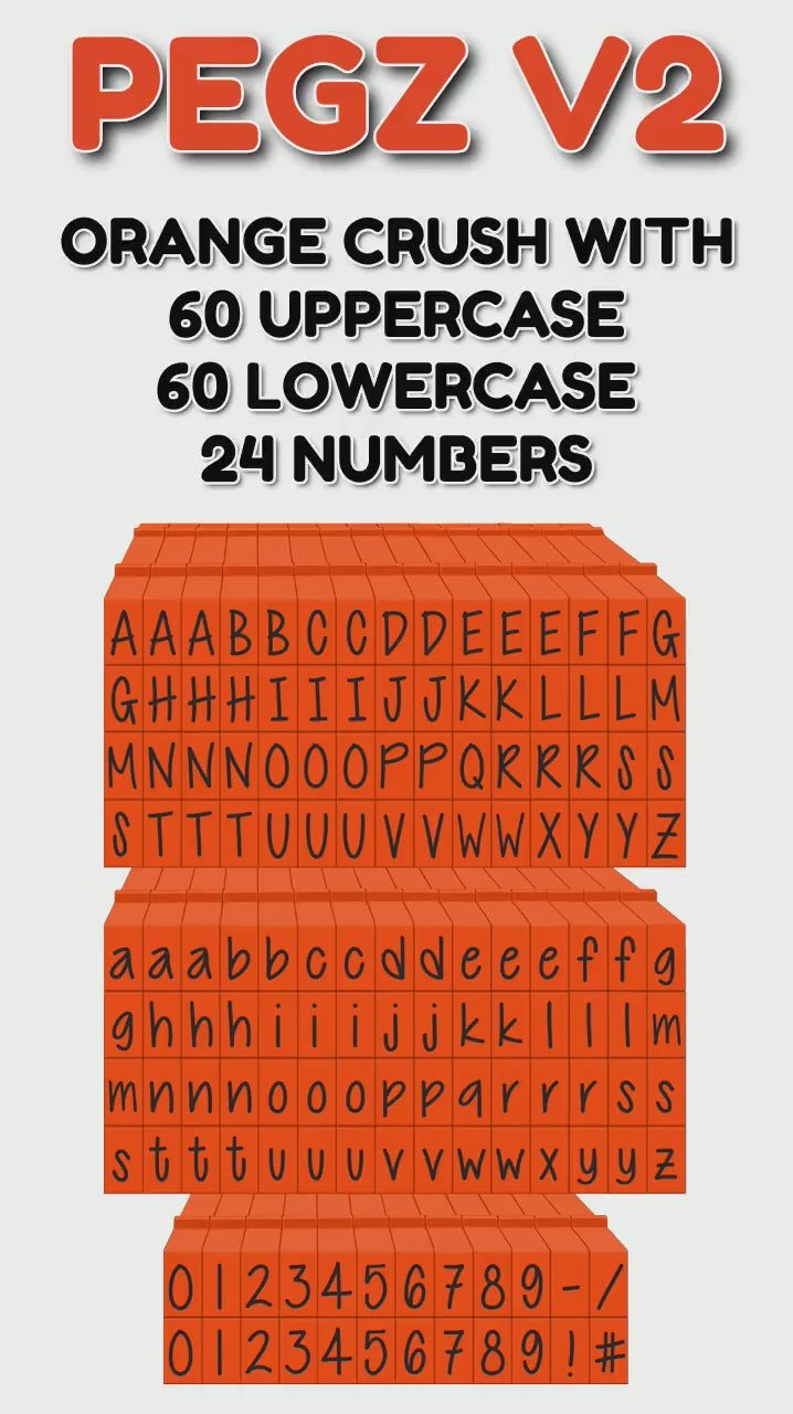 PEGZ V2 Orange Crush Font Connectable Alphabet Stamps cu-v263766 Video