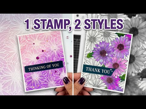 Simon Says Clear Stamp Gerbera Daisy Background sss102014 In My Heart 1 stamp, 2 completely different cards 