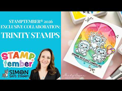 Trinity Stamps Confetti Yeti STAMPtember Exclusive Stamps Dies and Embellishment Mix Mindy Eggen A Party in a Background Using the Trinity Stamps 2026 STAMPtember® Exclusive