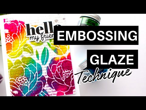 Tim Holtz Distress Embossing Glaze PICKED RASPBERRY Ranger tde79170 Rainbow Background Card Video