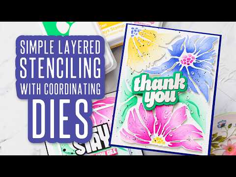 CZ Design Thank You Wafer Dies czd299 In My Heart Simple Layered Stenciling + Coordinating Dies for Gorgeous Flowers Nina-Marie Trapani
