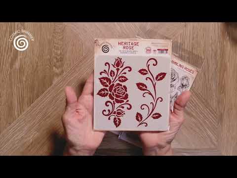 Cosmic Shimmer Heritage Rose 6x6 Elements Stencil 08-9003-cs video