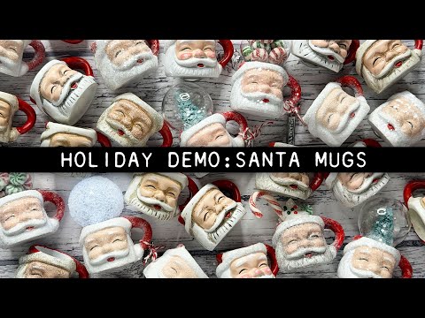 Tim Holtz Distress Rock Candy Clear Special Edition Ranger tdr92698 Santa Mugs Video