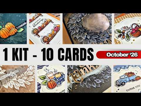 Simon Says Stamp Card Kit of the Month October 2026 Homespun Gratitude ck1026 Vicky Papaioannou 1 kit - 10 cards SSS October 26 card kit