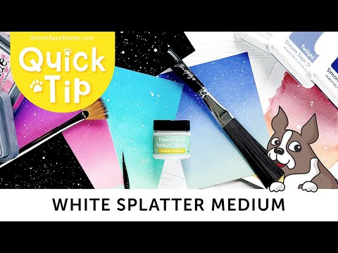 Simon Says Stamp Pawsitively Perfect White Splatter Medium and Tim Holtz Splatter Brush set1023sp Happy Camper