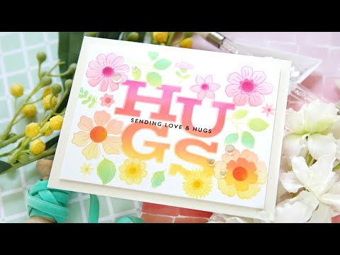 Simon Says Stamp Set of 3 Stencils Beautiful Blooms Hugs 1024stc