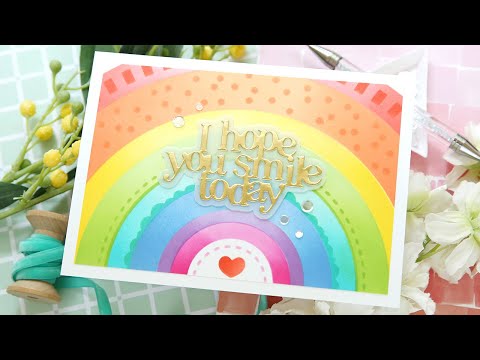 Simon Says Stamp Set of 4 Stencils Happy Rainbow 1034st