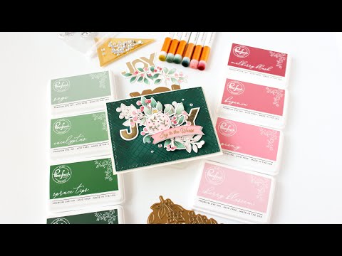 PinkFresh Studio Eucalyptus Dye Ink Pad pfdi057 Joy To The World Card Video