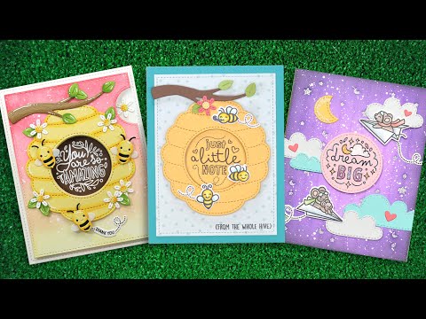 Lawn Fawn Magic Iris Beehive Add-On Dies lf3139 3 cards