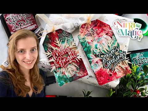 Tim Holtz Distress Unravelled Mica Stain Ranger tsh87441 Christmas Tags Video