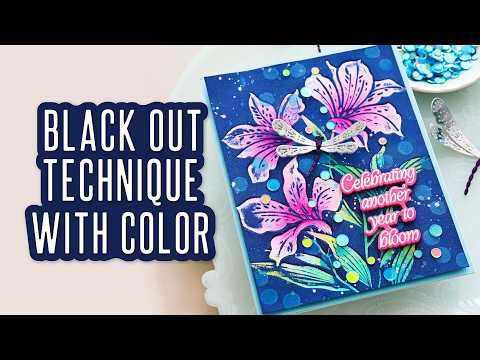 Simon Says Stamp Embossing Folder Alstroemeria Blooms sf614 Every Happiness Nina-Marie Trapani Embossing Folder Blackout Technique with Color + Blog Hop