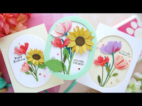 Simon Says Stamp Chunky Ovals Wafer Dies 1512sd Every Happiness 3 Clean & Simple Floral Cards Laura Bassen