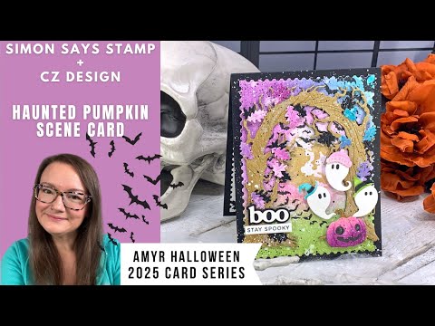 Simon Says Stamp Little Boo Wafer Dies s1073 STAMPtember Haunted Pumpkin Scene | Simon Says Stamp | AmyR Halloween 2025 Card Series #9 Amy Rysavy