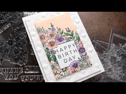 Honey Bee Squared Spring Florals Stencil Set Of 6 hbsl-145 Floral Happy Birthday Card Video