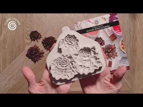  Cosmic Shimmer Sculpted Peonies Silicone Mould ce0172-cs video
