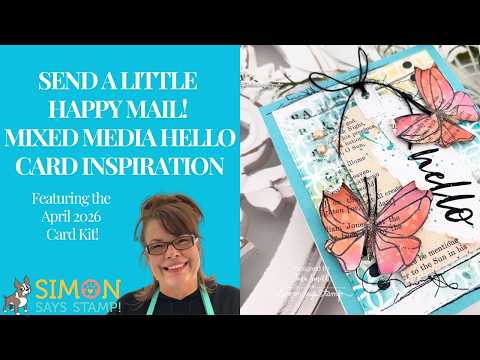 Simon Says Stamp Set of 2 Stencils and 3 Masks A Little Artsy 1135stc Send a Little Happy Mail! Mixed Media Hello Card Inspiration Tina Smith