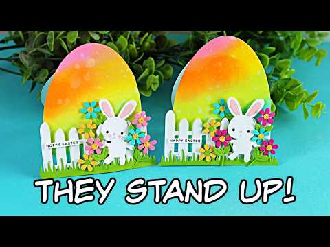 Simon Says Stamp Garden Fence Wafer Dies 1517sdc In My Heart Easter Egg Shaped Card That STANDS UP! | Die Cut Bunny Card Sandi MacIver