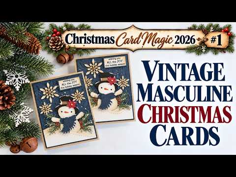 Simon Says Stamp Stitched Slopes and Hills Wafer Dies sssd111400 Sandi MacIver Vintage Masculine Christmas Card Easy Die Cutting Ideas 