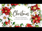 Katy Sue Designs Traditional Christmas Die Cut Flowers and Leaves 12-dce015tc