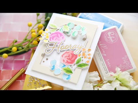 PinkFresh Studio CHAMPAGNE Glitter Drops pf094es Minimalist Hooray Card Video