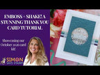 PREORDER Simon Says Stamp Card Kit of the Month October 2026 Homespun Gratitude ck1026 Laura Bassen Emboss Shake A Stunning Thank You Card Tutorial