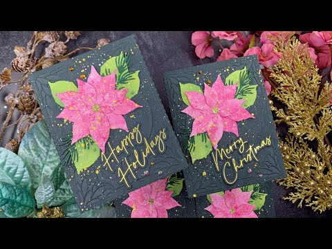 Tim Holtz Distress Cocktail Party Mica Stain Ranger Christmas Poinsettia Card Video
