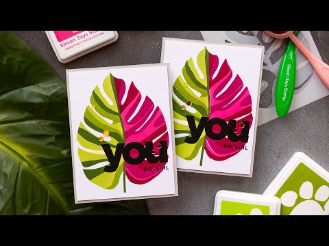 Simon Says Stamp Set of 4 Stencils Monstera 1050mt Cheering for You