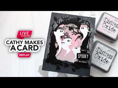 Simon Says Stamp Swirling Ghosts Wafer Dies s1188 Stamptember Cathy Makes a Card Live featuring adorable ghosts! Zielske