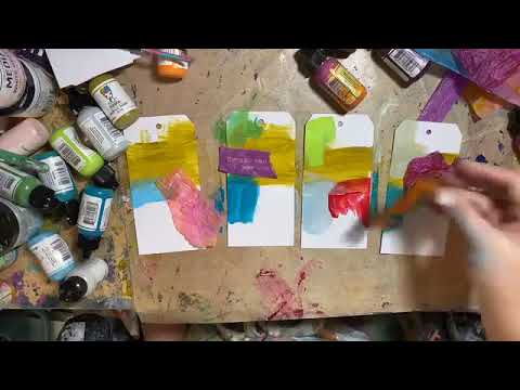 Dina Wakley Ranger Mineral 1oz Media Acrylic Paint mdq65616 Color Scheme Demo
