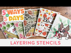 Simon Says Stamp Set of 4 Stencils WINTER FLORAL LAYERING SET ssst121458