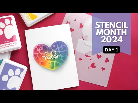 Simon Says Stamp Set of 5 Stencils Hearts In A Heart ssst221730c Smitten
