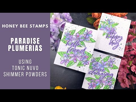 Honey Bee Paradise Plumerias Dies hbds-604 Shimmery Plumeria Cards Video