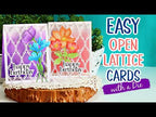 Simon Says Stamp Butterbloom Flowers Wafer Dies s1146 Every Happiness Sandi MacIver Easy Open Lattice Card with a Die | No Strip Cutting or Weaving