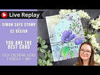 Simon Says Cling Rubber Stamp GOOD READING BACKGROUND SSS101723 🟣LIVE REPLAY! EASY Coloring with Stencils + Ink | Simon Says Stamp + CZ Design Amy Rysavy