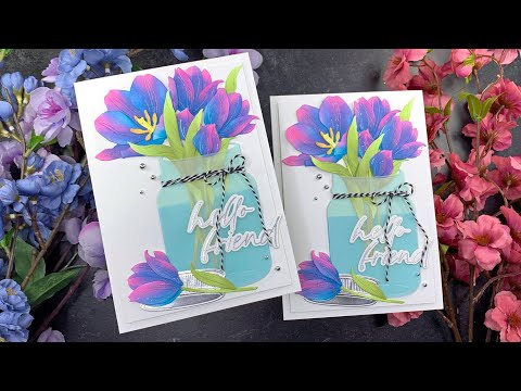 Honey Bee Mason Jar Vase Dies hbds-masjv Tulips Cards Video