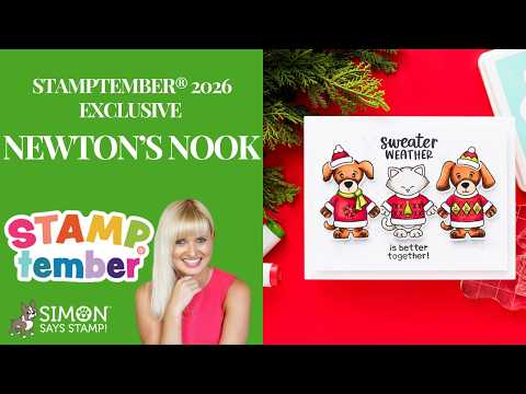 Newton's Nook Sweater Season STAMPtember Exclusive Stamps and Dies Yana Smakula Cozy Christmas Card featuring the Newtons Nook STAMPtember 2026 Exclusive Yana Smakula Newton's Nook Sweater Season STAMPtember Exclusive Stamps 3507ssc