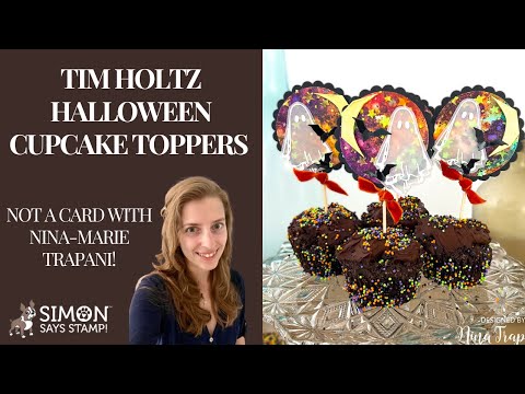 Tim Holtz Fossilized Amber Distress Spritz tdu86314 Halloween Cupcake Toppers Video
