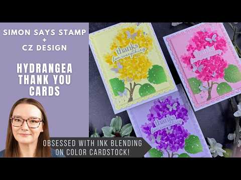 Simon Says Stamp Embossing Folder Dies and Stencils Gorgeous Hydrangea set1256gh Always There Hydrangea Thank You Cards | Simon Says Stamp Amy Rysavy